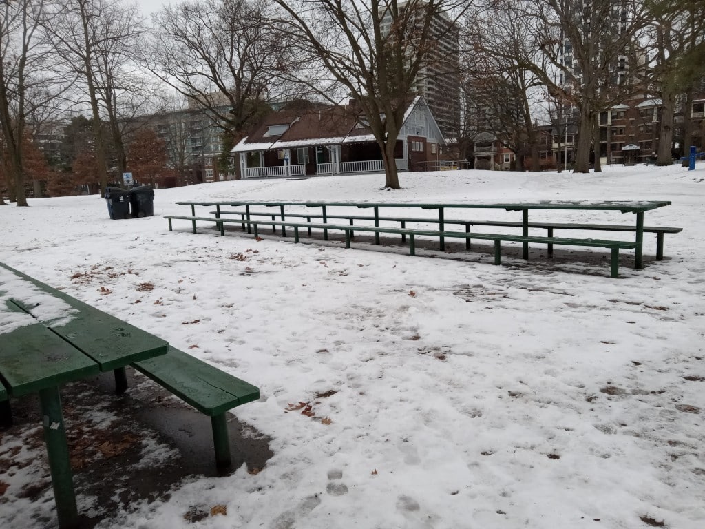 High Park Long Benches behind the Chess Club