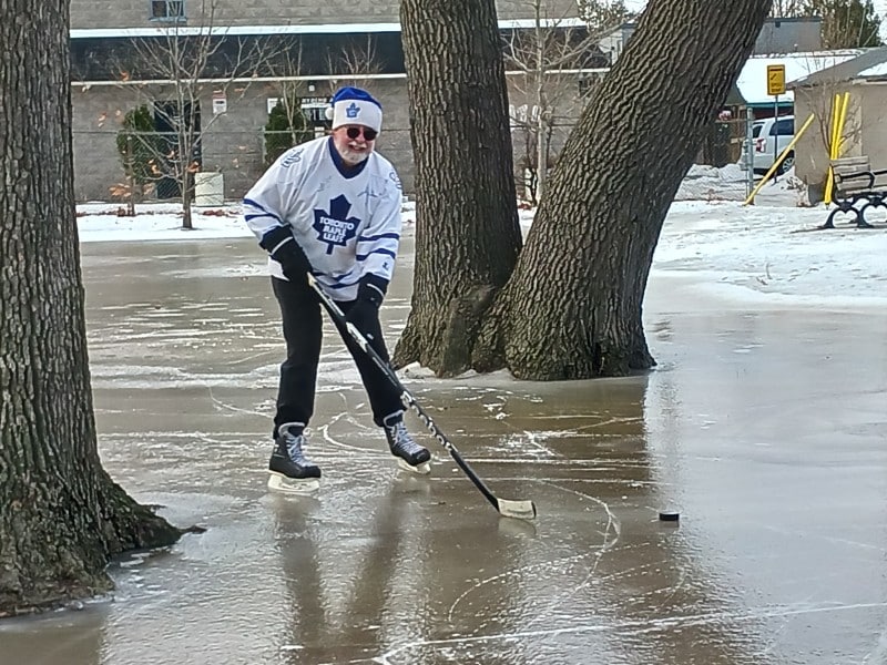 David McCyment skating on natural rink Runnymede